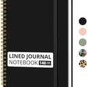 Taja Lined Spiral Journal Notebook for Women & Men, 140 Pages, College Ruled Hardcover Notebook for Work & Note Taking, Journals for Writing, A5(6"x8") - Black