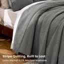 Love's cabin Queen Size Cotton Quilt Set, 100% Cotton Fabric Striped Textured Coverlet with Crinkled Look, Lightweight Quilted Bedspread for All Season, Includes 2 Pillow Shams, Grey | Lightweight
