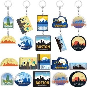 50 Pcs Boston Souvenirs Acrylic Keychain Gifts Bulk Boston Keychain Massachusetts Travel Gifts Souvenirs for Women Men Friends