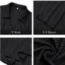 Womens 3 4 Sleeve Blouse Long Sleeve Business Casual Tunic Tops V Neck Work Tops Textured Dressy Casual Shirts (White, L)