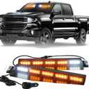 XRIDONSEN Emergency Visor Lights Bar Interior Windshield Strobe Lights 40 LED Amber Warning Flashing w/White Take Down Deck Split Mount for Construction Vehicles Snow plow Trucks (2x17 inch) (Yellow/Amber)