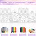 Unicorn Playhouse Cardboard Huge DIY Coloring Unicorn Large Spring Color Easy House Indoor Outdoor Art and Craft for Cardboard House to Color Decorate and Personalize 32"X 26"X 41"