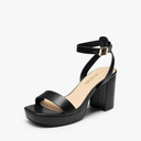 DREAM PAIRS Platform Heels for Women High Block Chunky Open Toe Ankle Strap Heels Fashion Wedding Party Evening Prom Dance Dress Pump Sandals Shoes Size 9, Black