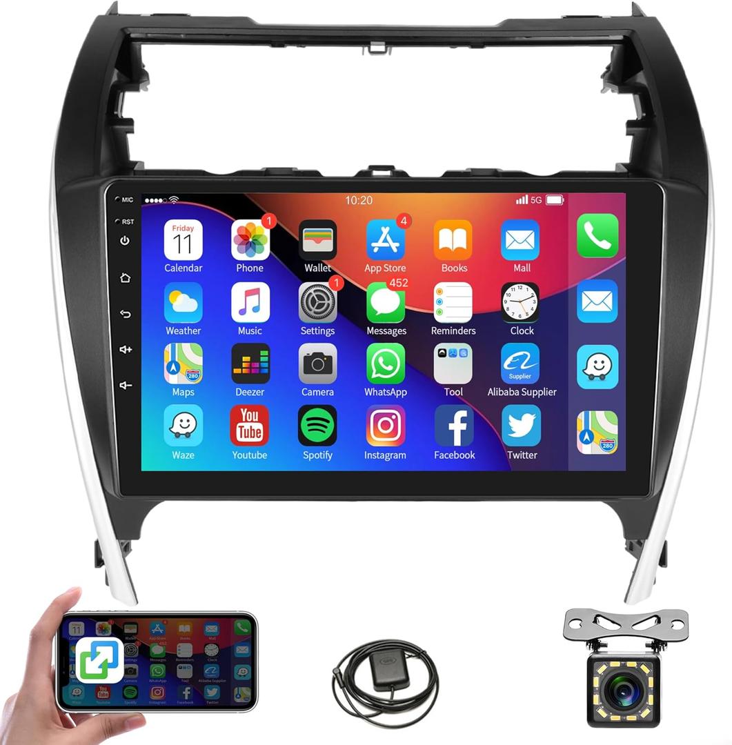 Car Radio Stereo for Toyota Camry 2012 2013 2014, 1G+32G Rimoody Android 13 10.1 inch Touch Screen GPS Navigation WiFi Bluetooth FM Radio Mirror Link Head Unit + Backup Camera