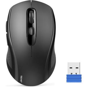 TECKNET Bluetooth Mouse, (BT5.0 & 2.4G) Silent Click Wireless Mouse for Laptop, 6-Level Adjustable 4000 DPI, Compute Portable Mice with USB-A Receiver & 6 Buttons, 18 Months Battery Life