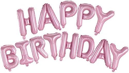 Happy Birthday Balloons Banner Pink 16 Inch Mylar Foil Letters | Inflatable Party Decor and Event Decorations for Kids and Adults | Reusable, Ecofriendly Fun
