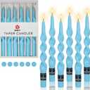 Spiral Taper Candle Twist Candlesticks, Gedengni 10inches Long Tapered Candle Blue Candle Sticks Colorful Twisted Candles for Wedding Home Dinner Party Women Gift, Pack of 6 (1D6P-BLUE) (9.8INCH)