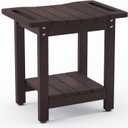 LUE BONA Shower Bench Stool, HDPS Shower Benches for Inside Shower with Shelf, Waterproof Shower Chair Foot Stool for Spa Bathroom, Weather Resistant/Non-Slip/Handles/Indoor or Outdoor Use, Espresso