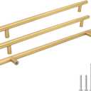 Goldenwarm 5 Pack 10 inch Gold Cabinet Handles Brushed Gold Cabinet Pulls Stainless Steel Drawer Pulls, Durable Kitchen Cabinet Handles - Bathroom Bedroom Dresser Handles Easy DIY Upgrade