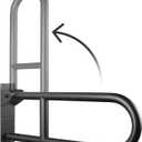 23.6 INCH Stainless Toilet Safety Rails, Matte Black Handicap Grab Bars for Elderly, Disabled Flip-Up Bathroom Grab Bar, Toilet Handrails Hand Grips Handle Shower Assist Aid