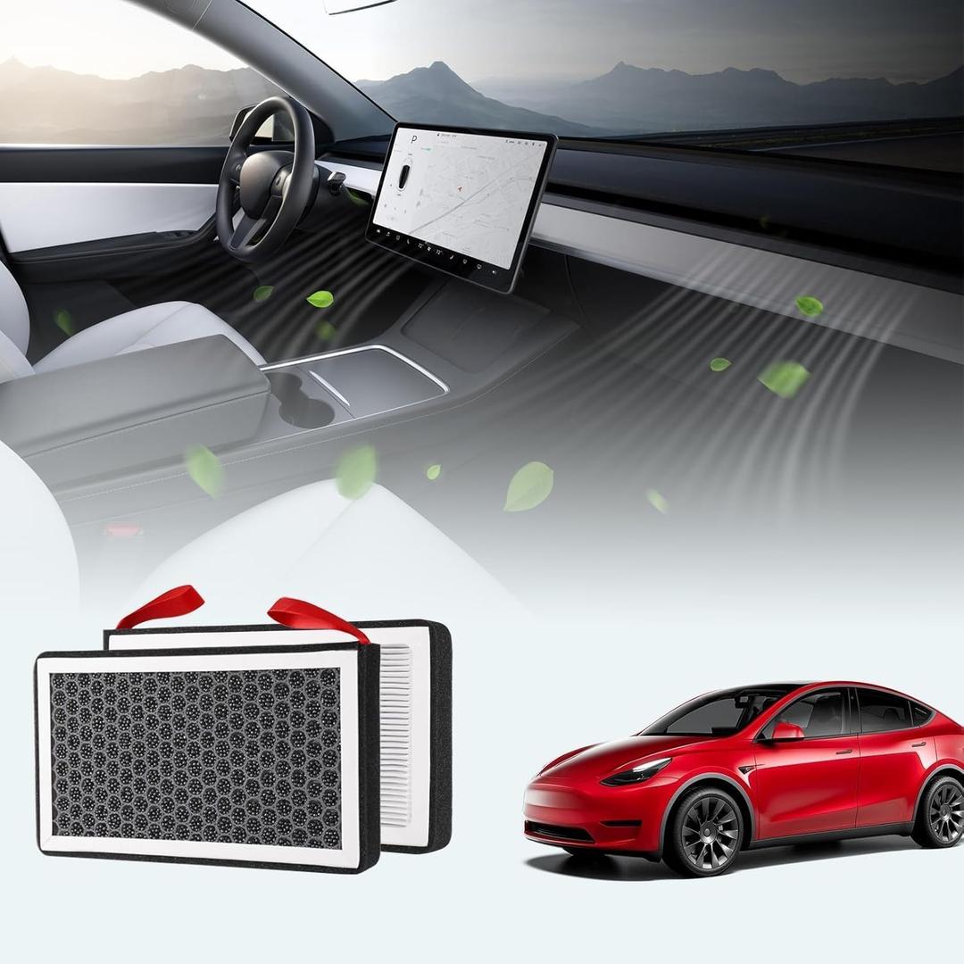 BASENOR 2026 Tesla Model Y/3 HEPA Air Filter, [OEM Filter Replacement] Cabin Air Filter with Activated Carbon for 2017-2026 Model 3 2020-2026 Model Y (Standard/Premium/Performance)