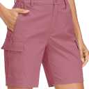 MAGCOMSEN Women's 7" Hiking Cargo Shorts Quick Dry Lightweight Golf Athlectic Casual Trendy Shorts with 5 Pockets (L)