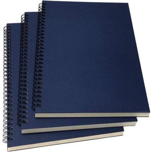 YUREE B5 Spiral Notebook Lined, Spiral Ruled Journal with Hard Kraft Cover, 70 Sheets (140 Pages), 10.3" x 7.2", 3-Pack, Blue