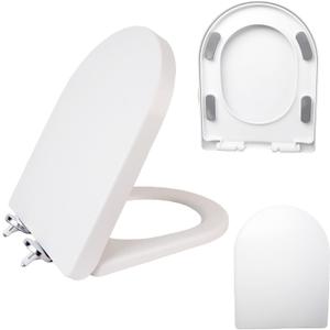 Minsa soft sealed toilet seat, compatible with D/U-shaped extended bucket, quick release, easy to install, easy to clean, non discolored, thick and durable plastic material, white(M18)