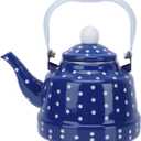 Tea Kettle, 1.7l Enamel Stove Top Tea Pots, Teapot Enameled Teakettle Dot Pattern Hot Water Pot Water Coffee Milk Warmer for Home Restaurant Kitchen Outdoor Blue Stovetop Kettle