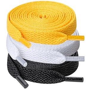 UpUGo 6 Pair Flat Shoe laces, 5/16" Wide Shoelaces for Athletic Running Sneakers Shoes Boot Strings