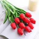 Kisflower 30Pcs Latex Tulips Real Touch Red Artificial Flowers Fake Tulips Arrangement Bouquet for Home Office Wedding Decor (Red)