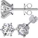 Moissanite Stud Earrings for Women, 18K White Gold Plated S925 Sterling Silver Hypoallergenic Diamond Earring, Lab Grown Diamond Earrings