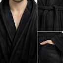 NY Threads Mens Robe with Hood, Luxury Plush Fleece Hooded Mens Bathrobe, Spa Bath Robe for Men, Black, 2XL/3XL