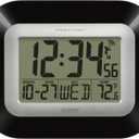 La Crosse Technology WT-8005U-B-INT Atomic Digital Wall Clock with Indoor Temperature, Black,