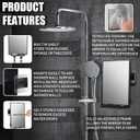 LFOYOU Shower Mirror for Shaving & Washing Your Face with a Squeegee - Built-in Two Razor Holder, 360Rotation Adjustable Shaving Bathroom Mirror - Easy Install, Home Shower Accessory(Not Fogless)
