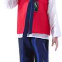 Boys Traditional Korean Dolbok Shirt Top Vest Costume Asian Pants Suit Set Outfit (Red, 7-8 Years)