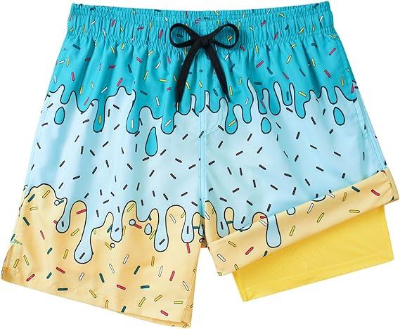westwolf Men Swim Trunks 5.5 Inch Board Shorts 2 in 1 Swimwear with Compression Liner (XXL)