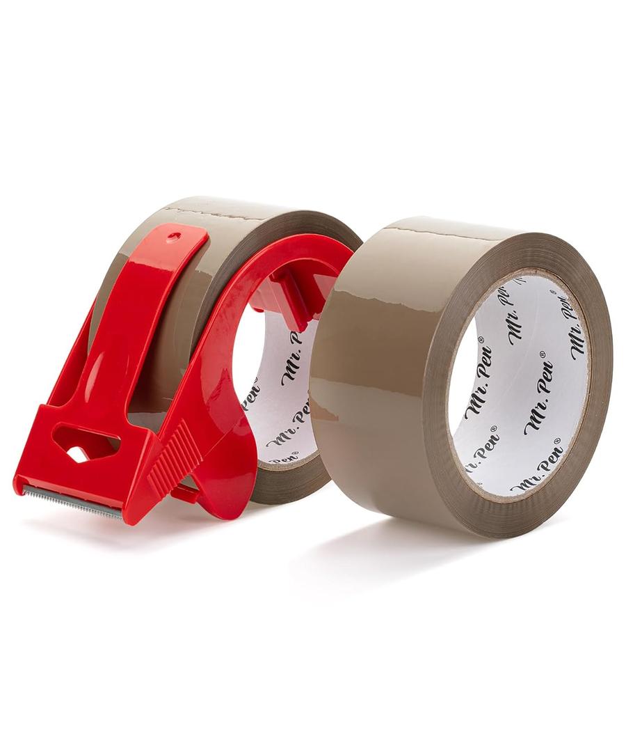 Mr. Pen- Packing Tapes, 2" Wide, 60 Yard, Brown, 2 Pack with 1 Dispenser , 2.6 mil, Heavy Duty Packing Tape with Dispenser