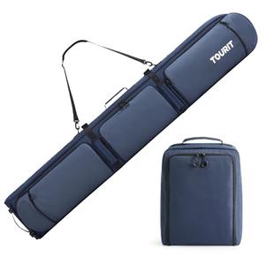 TOURIT Rolling Ski Bag and Ski Boot Bag Combo, Snowboard Bag with Wheels for Air Travel Ski Bag Holds 2 Pairs of Skis (190cm), Navy Blue