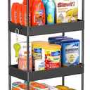 SPACEKEEPER Storage Cart 4-Tier, Bathroom Rolling Cart Utility Storage Organizer Shelf Mobile Shelving Unit for Kitchen Living Room Bathroom Laundry Room & Dressers, Black