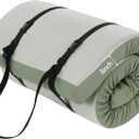 MABOZOO 3 Inch Thick Yoga Mat, Extra Thick Gymnastics Mat With Carrying Handles for Men Women, PU Leather Anti-Tear Fitness Foam Exercise Mat for Yoga, Pilates, Stretching (Army Green)