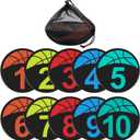10 Packs Basketball Training Spot Markers, 9" Colorful Anti-Slip Rubber Sports Training Markers, Round Flat Floor Marker with Number Dots for Teaching