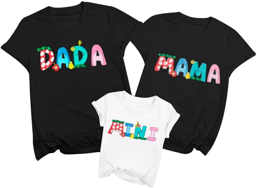 Dad Shirt Mom Shirt Comic Film Tee Women Family 2025 Matching Shirts Adventure Trip Clothes Summer Travel Tops (Black, M)