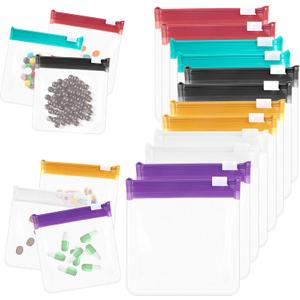 Zippered Pill Pouch Reusable Pill Pouch Bags Storage Pouches with Slide Lock Pill Bags Small Portable Pill Bag Travel Plastic Pill Bag with Slide Lock for Pills Small Items (12 Pieces)