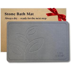 Stone Bath Mat Diatomaceous Earth Mats for Bathroom Super Absorbent Quick Drying Non-Slip Mold Resistant Eco Friendly Natural Easy to Clean (23.6" * 15.4" Dark Grey)