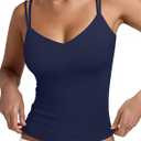 PINKMSTYLE Women Sexy V Neck Tank Top Sleeveless Double Lined Slim Fit Summer Double Spaghetti Strap Cami Going Out Tops XS