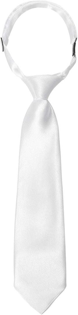 Kajeer Ties for Kids Boys Necktie Adjustable - Woven Little Boys Pre-tied for Kids Formal Wedding Graduation School Uniforms (M (age 5 years - 12 years), White)