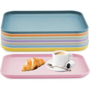Plastic Art Trays,8 Pack Stackable Activity Tray Crafts Organizer Tray Serving Tray Jewelry Tray for DIY Projects, Painting, Beads, Organizing Supply,8 Color (15 x 10.6 Inches)