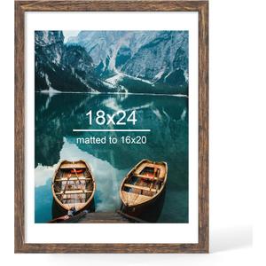 Hongkee 18x24 Picture Frame, Rustic Brown Wood Style, Wall Mounting