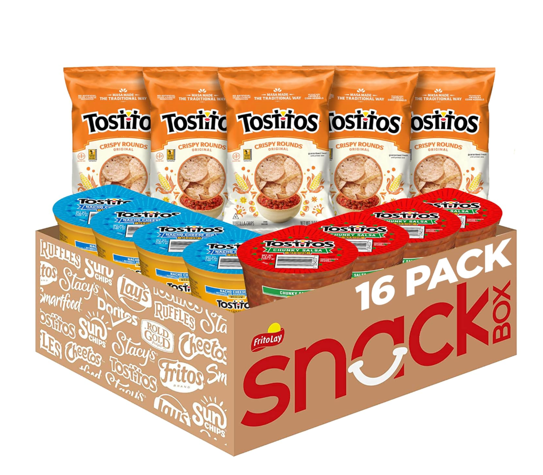 Tostitos Tortilla Chips Chip and Dip Pack, 3 Oz Crispy Rounds and 3.8 Oz Medium Dip, 1 Set, BBD 02-24-26