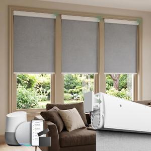 No Drill Motorized Blinds with Remote, Grey,33" W x 72" H