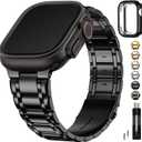 Fullmosa Bands Compatible with Apple Watch Band 49mm Ultra3 2 1, Stainless Steel iWatch Band with Case for Apple Watch, Black