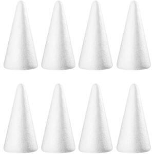 HOMSFOU 8pcs Foams Cones, DIY Craft Cones, Christmas Tree DIY Material, Educational Foams Toy, White, 9. 44 X 3. 74 Inch
