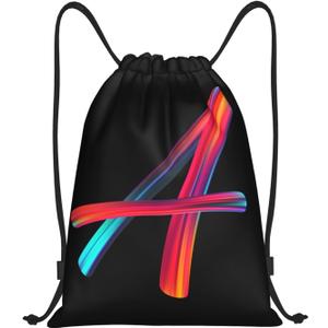 Drawstring Bags Initial Drawstring Backpack Sackpack Black Draw String Cinch Bags for Sports, Gym, Travel, Swimming, Beach, Camping, Rainbow Letter A
(M-19.6"*16.5")