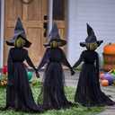 Halloween Witch Decorations Outdoor -[Upgrade] Large Light Up Holding Hands Screaming Witches Sound-Activated Sensor Waterproof Life Size Scary Decor for Home Outside Yard Lawn Garden Party (3Pcs)