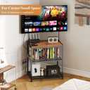 23 Inch to 50 Inch Floor Small Corner TV Stand with Storage Shelves for Living Room Bedroom, Universal Floor Television Stands with Mount, Rustic Brown Corner TV Table Desk Shelf for Small Space