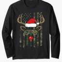 Whitetail Buck Bow Hunter Camo Funny Deer Hunting Christmas Long Sleeve T-Shirt Size 2XL