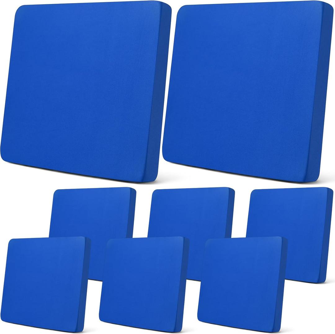 Newwiee 8Pcs Patio Cushion Covers Stretch Outdoor Cushion Cover Replacement for Patio Furniture Sofa Couch Slipcovers, Soft Flexibility Washable Furniture Protector(Waterproof Pure,Royal Blue)