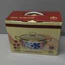 SOUJOY 2.8 Quart Enamel Stockpot with Glass Lid, Vintage Floral Soup Pot, Non-Stick Bean Stew Simmer Pot with Handle for Kitchen, Induction & Gas Stove Safe, Mother's Day, Wedding, Christmas Gift