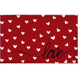 Red Love Hearts Bath Rug, Valentine Decorative Bathroom Mats 32x20 Inch, Romantic Non-Slip Absorbent Bathroom Rugs for Bedside Shower Room Bathtub Kitchen Sink (1'8" x 2'8" (Rectangular))